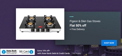 India Desire : Upto 70% Off + Extra Rs 250 Off On Gas Stoves Using 100 Supercoins On Flipkart